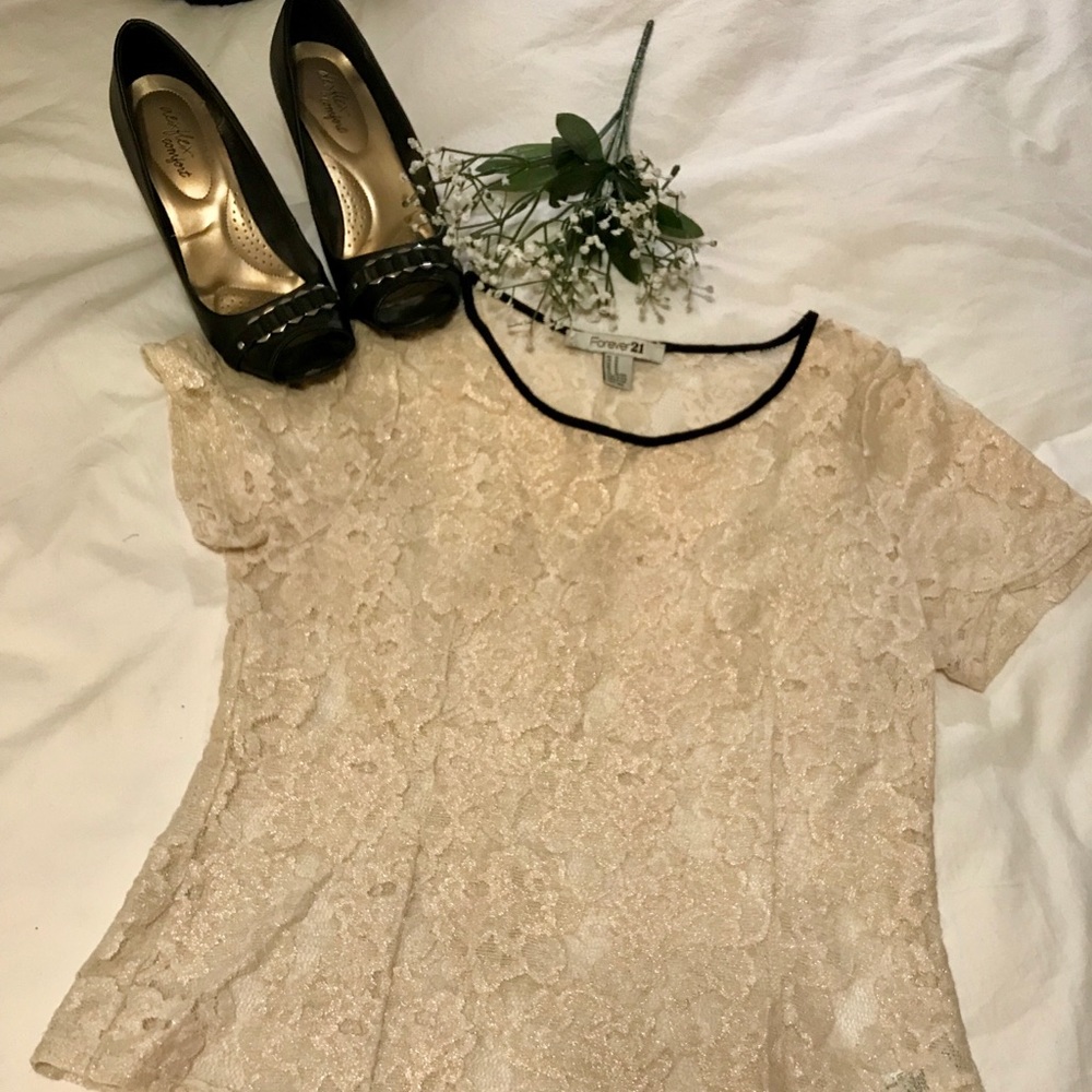 Tan & Gold Lace Shirt